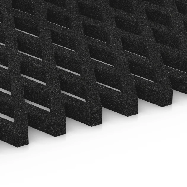 Großaufnahme vom Verbindungssystem von WARCO-Boden 7009 - Bezpečnostná trávniková mreža im Farbdesign Antracit. Abmessungen 100 x 100 x 4 cm.
