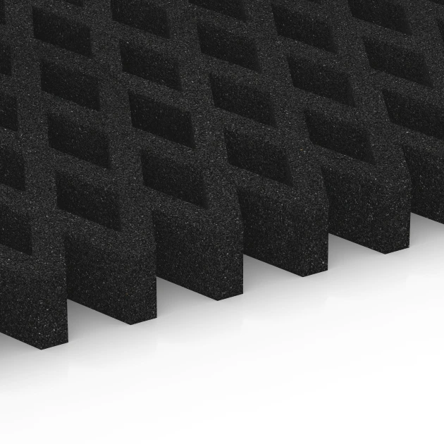 Großaufnahme vom Verbindungssystem von WARCO-Boden 7012 - Bezpečnostná trávniková mreža im Farbdesign Antracit. Abmessungen 100 × 100 × 8 cm.