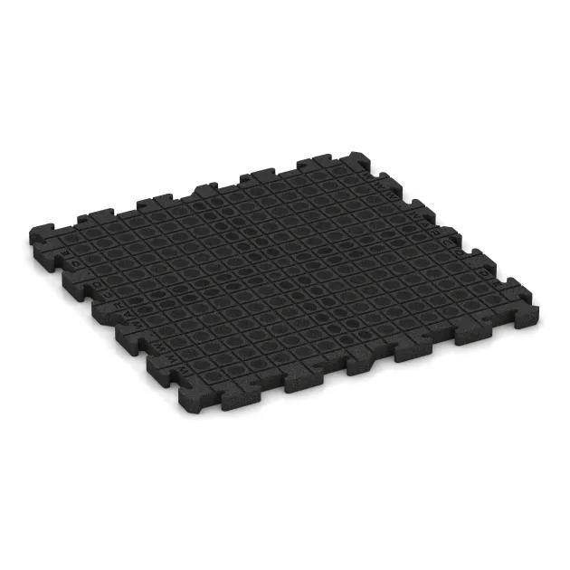 Aufsicht auf die Unterseite, also die Bodenseite von WARCO-Formteil 3475 - Playground flooring im Format 1000 x 1000 x 40 mm.