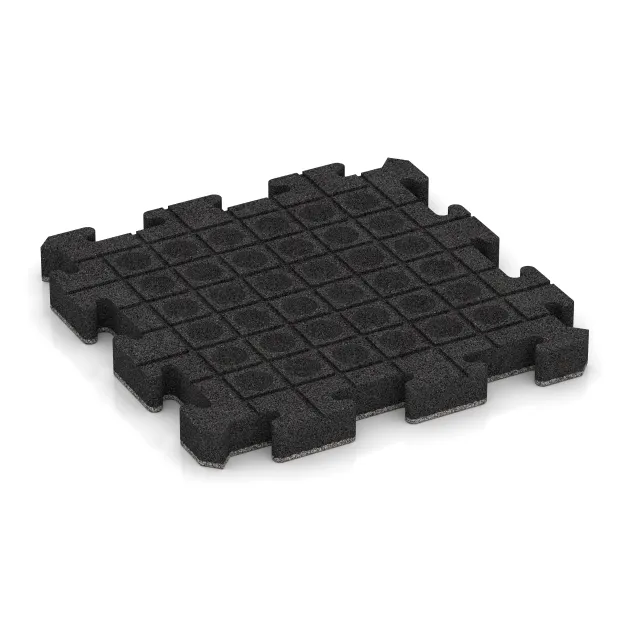 Aufsicht auf die Unterseite, also die Bodenseite von WARCO-Formteil 4565 - Fitness Ochranná Podložka HD im Format 500 x 500 x 50 mm.