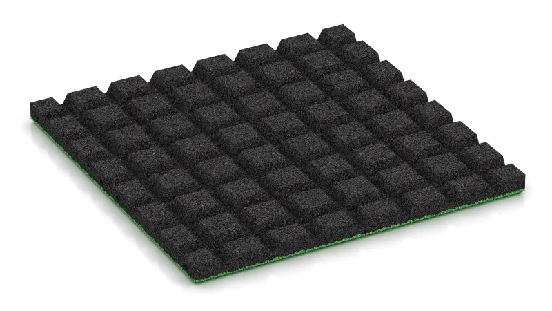 Štruktúra s 15 mm vysokými skrátenými pyramídami