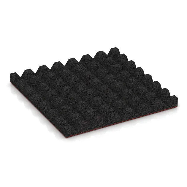 Aufsicht auf die Unterseite, also die Bodenseite von WARCO-Formteil 0630 - Dopadová gumená podložka na ihrisko im Format 500 x 500 x 45 mm.