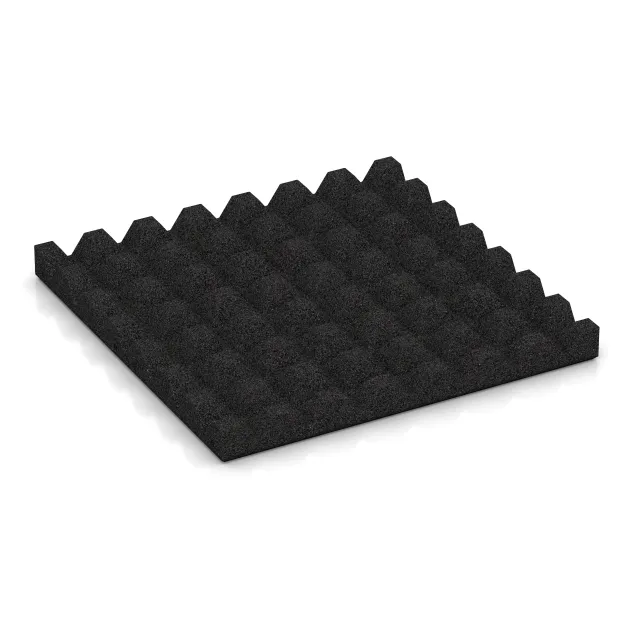 Aufsicht auf die Unterseite, also die Bodenseite von WARCO-Formteil 5535 - Bezpečnostná gumová dlaždica na detské ihrisko 4,5 cm - EN 1177 ≤ 135 cm im Format 500 x 500 x 45 mm.