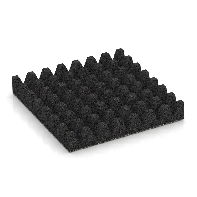 Aufsicht auf die Unterseite, also die Bodenseite von WARCO-Formteil 5367 - Dopadová gumená podložka na ihrisko im Format 500 x 500 x 80 mm.