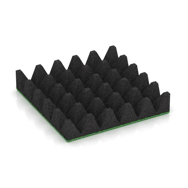 Aufsicht auf die Unterseite, also die Bodenseite von WARCO-Formteil 0739 - Dopadová gumená podložka na ihrisko im Format 500 x 500 x 100 mm.