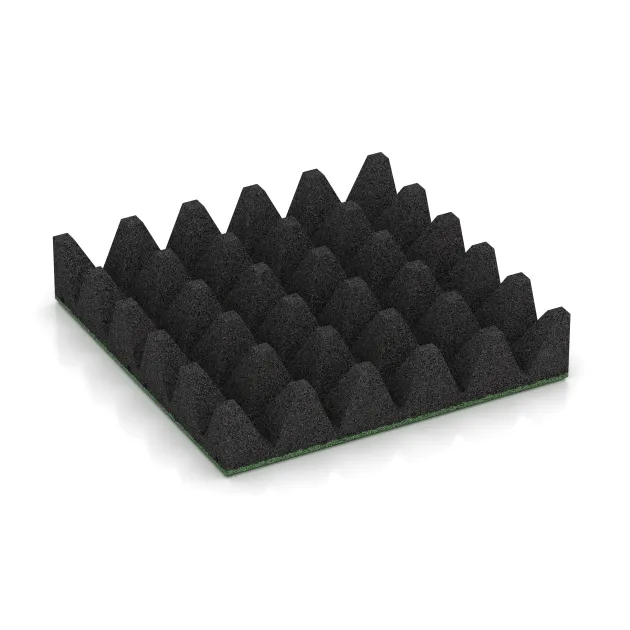 Aufsicht auf die Unterseite, also die Bodenseite von WARCO-Formteil 0741 - Dopadová gumená podložka na ihrisko im Format 500 x 500 x 100 mm.