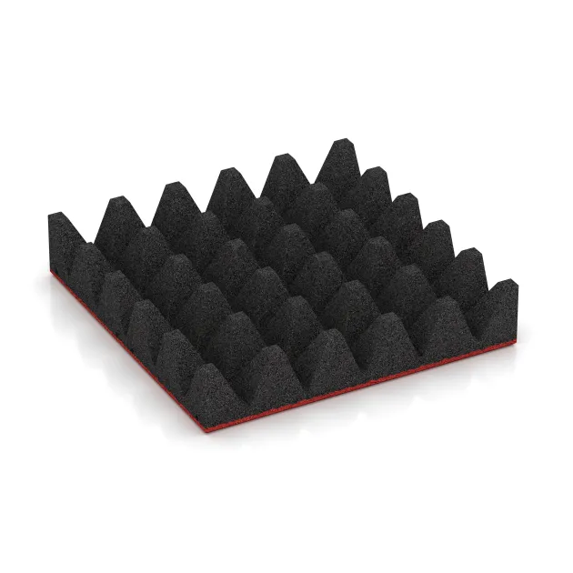 Aufsicht auf die Unterseite, also die Bodenseite von WARCO-Formteil 0743 - Dopadová gumená podložka na ihrisko im Format 500 x 500 x 100 mm.