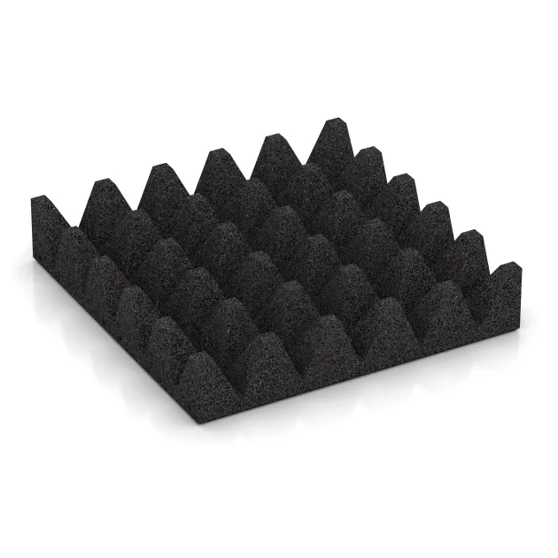 Aufsicht auf die Unterseite, also die Bodenseite von WARCO-Formteil 3836 - Dopadová gumená podložka na ihrisko im Format 500 x 500 x 100 mm.