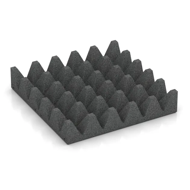 Aufsicht auf die Unterseite, also die Bodenseite von WARCO-Formteil 0747 - Dopadová gumená podložka na ihrisko im Format 500 x 500 x 100 mm.