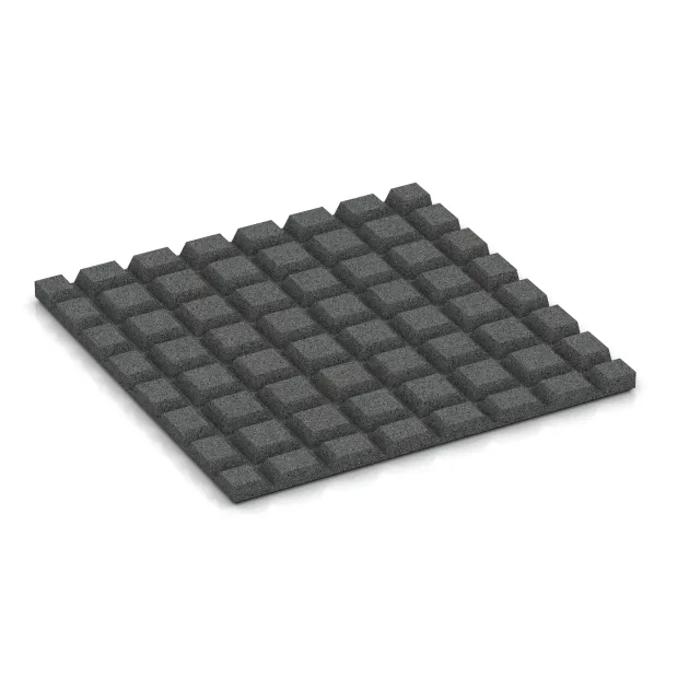 Aufsicht auf die Unterseite, also die Bodenseite von WARCO-Formteil 0529 - Ochranná stenová doska im Format 500 x 500 x 25 mm.