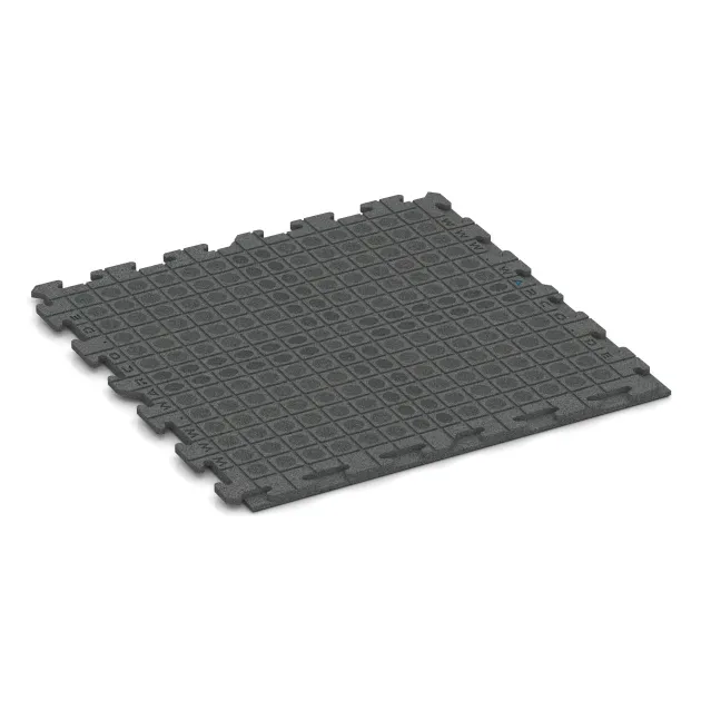 Aufsicht auf die Unterseite, also die Bodenseite von WARCO-Formteil 1633 - Fitness gumové dlaždice Classic im Format 1000 x 1000 x 30 mm.
