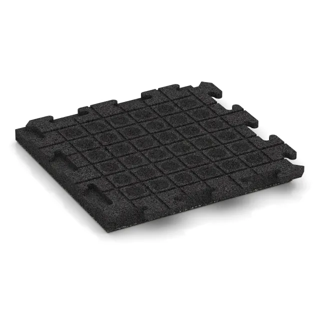Aufsicht auf die Unterseite, also die Bodenseite von WARCO-Formteil 1458 - Fitness gumové dlaždice Classic im Format 500 x 500 x 50 mm.