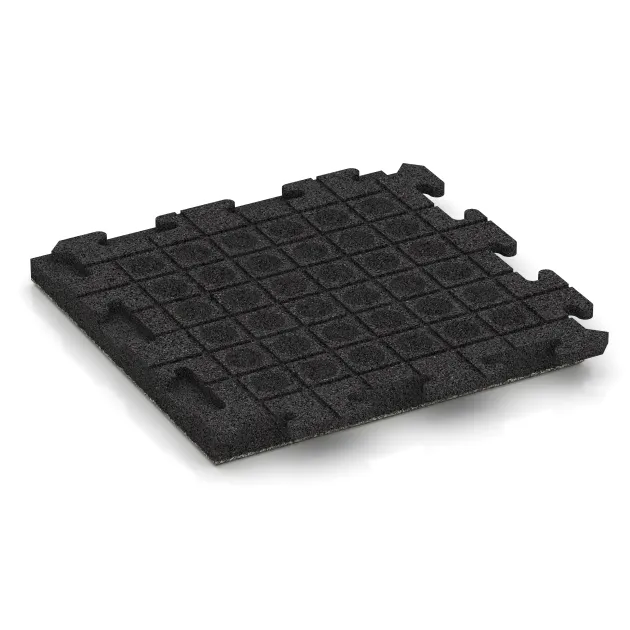 Aufsicht auf die Unterseite, also die Bodenseite von WARCO-Formteil 1460 - Fitness gumové dlaždice Classic im Format 500 x 500 x 50 mm.