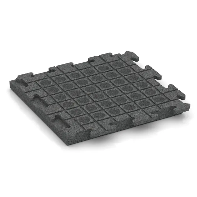 Aufsicht auf die Unterseite, also die Bodenseite von WARCO-Formteil 1493 - Fitness gumové dlaždice Classic im Format 500 x 500 x 50 mm.