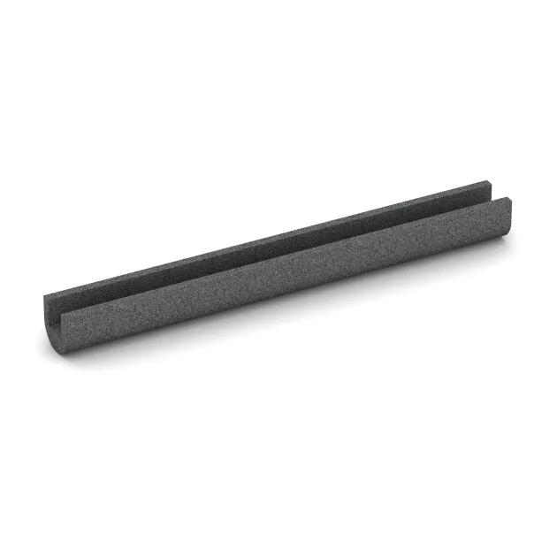 Aufsicht auf die Unterseite, also die Bodenseite von WARCO-Formteil 2589 - Rubber Kerb Cap im Format 1000 x 100 x 100 x 60 mm.