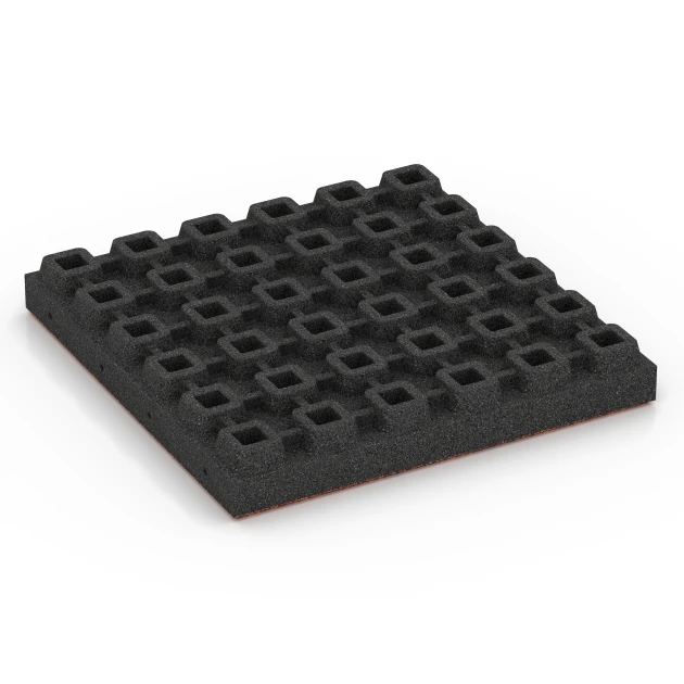 Aufsicht auf die Unterseite, also die Bodenseite von WARCO-Formteil 6444 - Dopadová dlaždica – 210 cm im Format 50 x 50 x 7 cm.