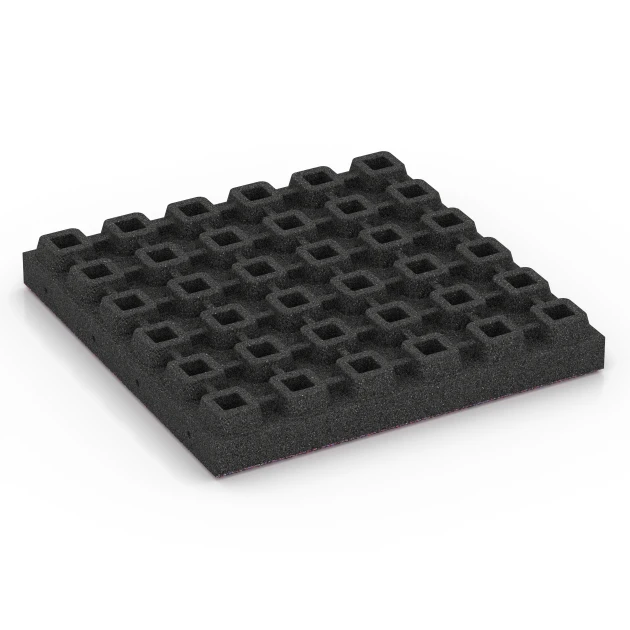 Aufsicht auf die Unterseite, also die Bodenseite von WARCO-Formteil 6445 - Dopadová dlaždica – 210 cm im Format 50 x 50 x 7 cm.