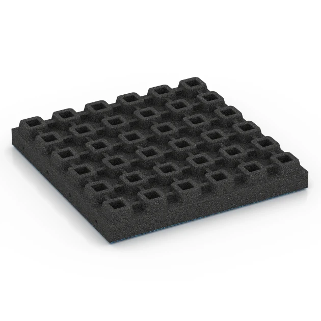 Aufsicht auf die Unterseite, also die Bodenseite von WARCO-Formteil 6447 - Dopadová dlaždica – 210 cm im Format 50 x 50 x 7 cm.
