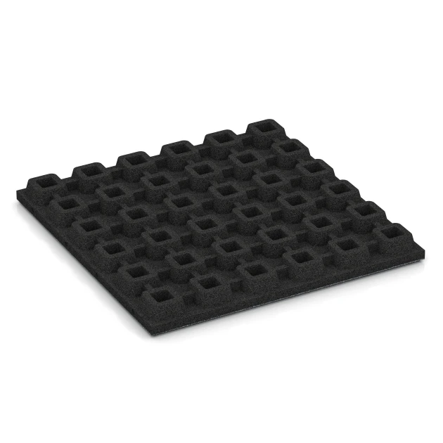 Aufsicht auf die Unterseite, also die Bodenseite von WARCO-Formteil 6294 - Dopadové dosky im Format 50 x 50 x 4,8 cm.