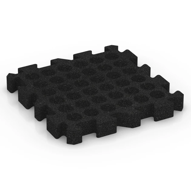 Aufsicht auf die Unterseite, also die Bodenseite von WARCO-Formteil 6309 - Puzzle dlažba na detské ihrisko im Format 50 x 50 x 6 cm | 0,25 m².