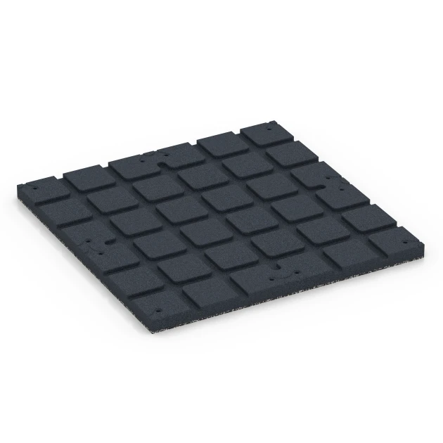 Aufsicht auf die Unterseite, also die Bodenseite von WARCO-Formteil 7132 - Športová podlaha pre vonkajšie fitness im Format 60 x 60 x 3 cm | 0,36 m².