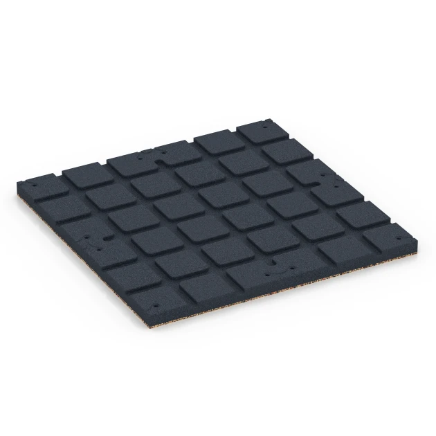 Aufsicht auf die Unterseite, also die Bodenseite von WARCO-Formteil 7135 - Športová podlaha pre vonkajšie fitness im Format 60 x 60 x 3 cm | 0,36 m².