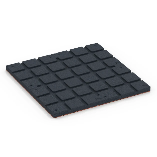 Aufsicht auf die Unterseite, also die Bodenseite von WARCO-Formteil 7136 - Športová podlaha pre vonkajšie fitness im Format 60 x 60 x 3 cm | 0,36 m².