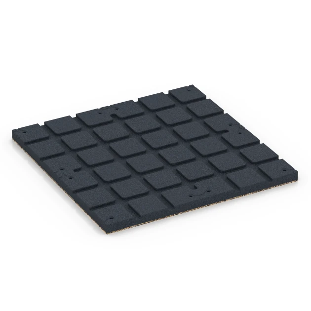 Aufsicht auf die Unterseite, also die Bodenseite von WARCO-Formteil 7140 - Športová podlaha pre vonkajšie fitness im Format 60 x 60 x 3 cm | 0,36 m².