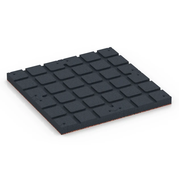 Aufsicht auf die Unterseite, also die Bodenseite von WARCO-Formteil 7145 - Športová podlaha pre vonkajšie fitness im Format 60 x 60 x 4 cm | 0,36 m².