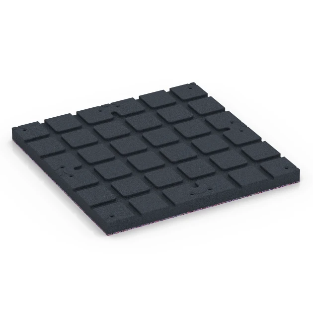 Aufsicht auf die Unterseite, also die Bodenseite von WARCO-Formteil 7146 - Športová podlaha pre vonkajšie fitness im Format 60 x 60 x 4 cm | 0,36 m².