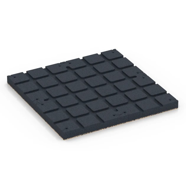 Aufsicht auf die Unterseite, also die Bodenseite von WARCO-Formteil 7149 - Športová podlaha pre vonkajšie fitness im Format 60 x 60 x 4 cm | 0,36 m².