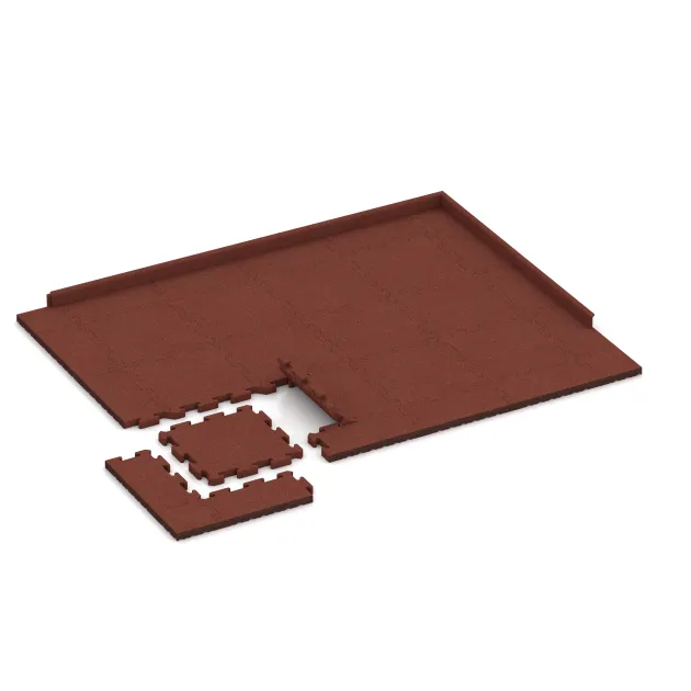 Typische Verlegung oder Einbausituation für den Artikel 4192 von WARCO - Športová gumová podlaha HD, Farbton Cihlovo červená in der Abmessung 500 x 500 x 40 mm.