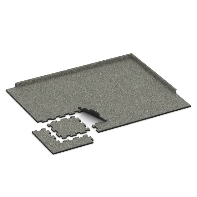 Typische Verlegung oder Einbausituation für den Artikel 2698 von WARCO - Športová podlahová krytina pre psy HD, Farbton Šedý granit in der Abmessung 500 x 500 x 30 mm.