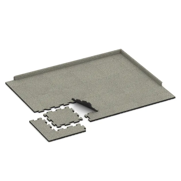 Typische Verlegung oder Einbausituation für den Artikel 2699 von WARCO - Športová podlahová krytina pre psy HD, Farbton Svetlý granit in der Abmessung 500 x 500 x 30 mm.