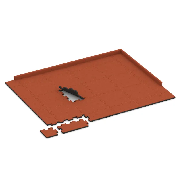 Typische Verlegung oder Einbausituation für den Artikel 5817 von WARCO - Exteriérová eventová dlaždica, Farbton Svetlooranžová červená in der Abmessung 500 x 500 x 30 mm.