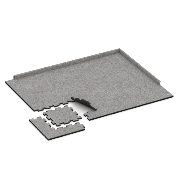 Typische Verlegung oder Einbausituation für den Artikel 4540 von WARCO - Športová podlahová krytina pre psy HD, Farbton Šedý melange in der Abmessung 500 x 500 x 30 mm.