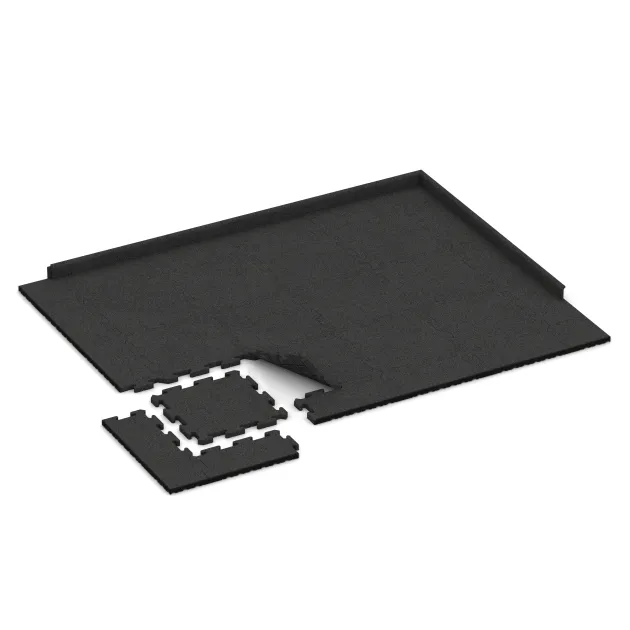 Typische Verlegung oder Einbausituation für den Artikel 2803 von WARCO - Športová podlahová krytina pre psy HD, Farbton Antracit in der Abmessung 500 x 500 x 30 mm.