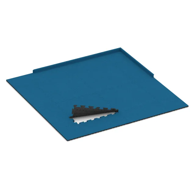 Typische Verlegung oder Einbausituation für den Artikel 6008 von WARCO - Fitness Ochranná Podložka, Farbton Nebe modrá in der Abmessung 1000 x 1000 x 30 mm.