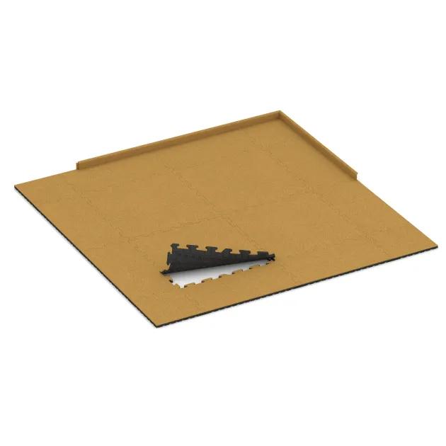 Typische Verlegung oder Einbausituation für den Artikel 6012 von WARCO - Fitness Ochranná Podložka, Farbton Citrónová žltá in der Abmessung 1000 x 1000 x 30 mm.