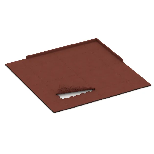Typische Verlegung oder Einbausituation für den Artikel 3361 von WARCO - Dog sport flooring Pro, Farbton Cihlovo červená in der Abmessung 1000 x 1000 x 30 mm.