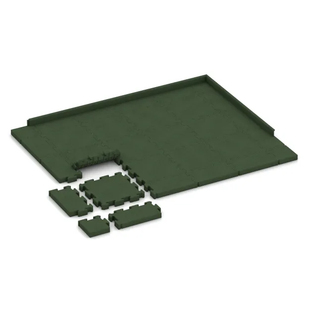 Typische Verlegung oder Einbausituation für den Artikel 3194 von WARCO - Fitness Ochranná Podložka, Farbton Trávová zelená in der Abmessung 500 x 500 x 60 mm.