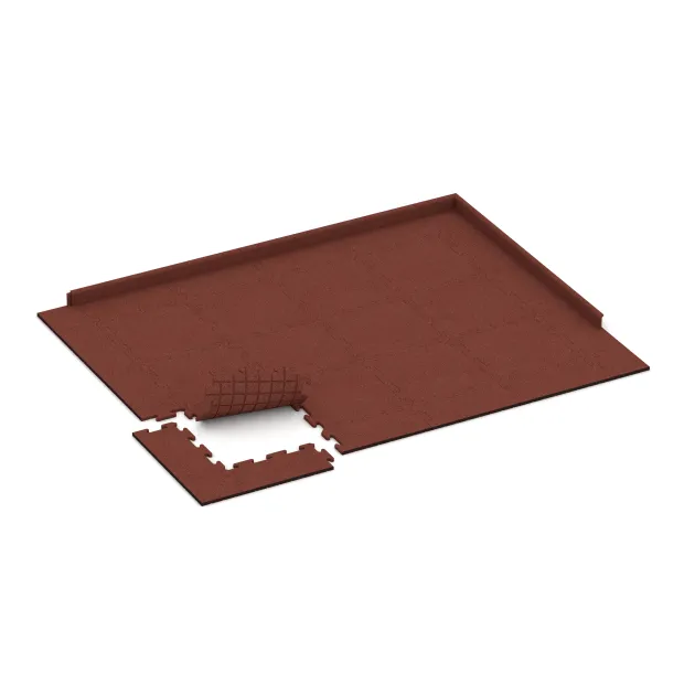 Typische Verlegung oder Einbausituation für den Artikel 0189 von WARCO - Fitness podložka 18 mm, Farbton Cihlovo červená in der Abmessung 500 x 500 x 18 mm.