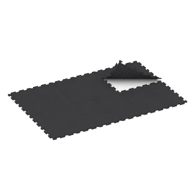 Typische Verlegung oder Einbausituation für den Artikel 0377 von WARCO - Športová podlaha Studio, Farbton Antracit in der Abmessung 1000 x 1000 x 18 mm.