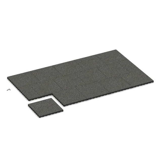 Typische Verlegung oder Einbausituation für den Artikel 5345 von WARCO - Dopadová gumená podložka na ihrisko, Farbton Tmavý šedý granit in der Abmessung 500 x 500 x 40 mm.