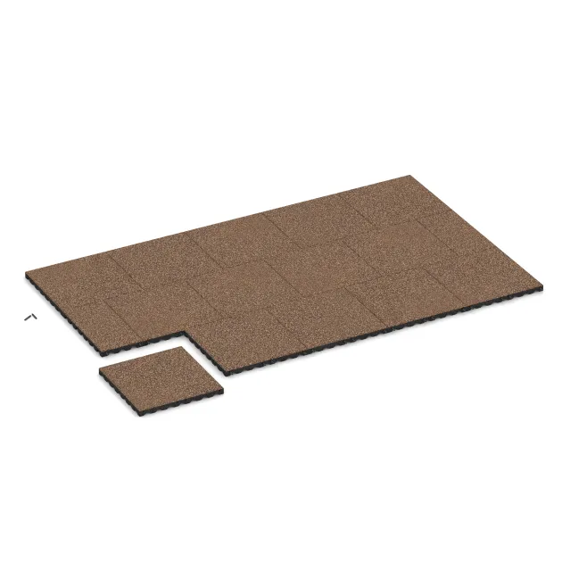 Typische Verlegung oder Einbausituation für den Artikel 5346 von WARCO - Dopadová gumená podložka na ihrisko, Farbton Kôra a Basto in der Abmessung 500 x 500 x 40 mm.