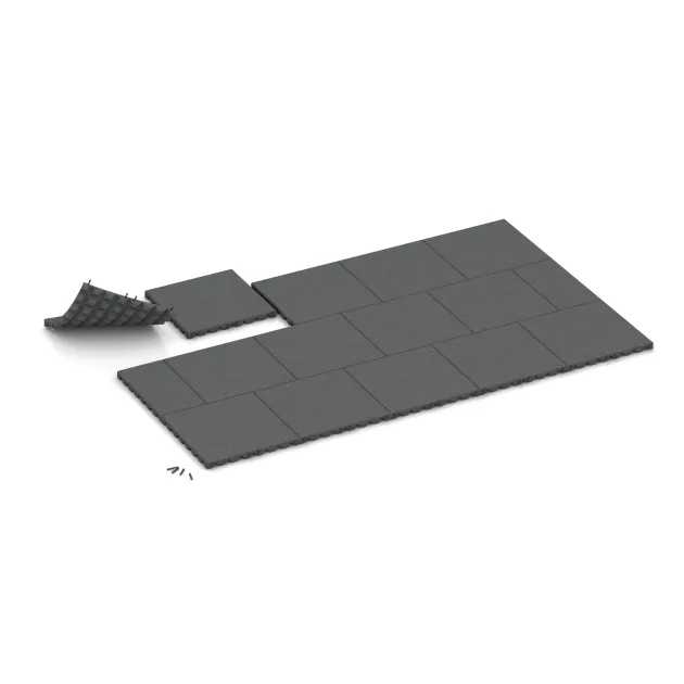 Typische Verlegung oder Einbausituation für den Artikel 0619 von WARCO - Ochranná stenová doska, Farbton Šedý bridlica in der Abmessung 500 x 500 x 40 mm.