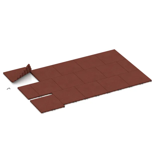 Typische Verlegung oder Einbausituation für den Artikel 0569 von WARCO - Ochranná stenová doska, Farbton Cihlovo červená in der Abmessung 500 x 500 x 30 mm.