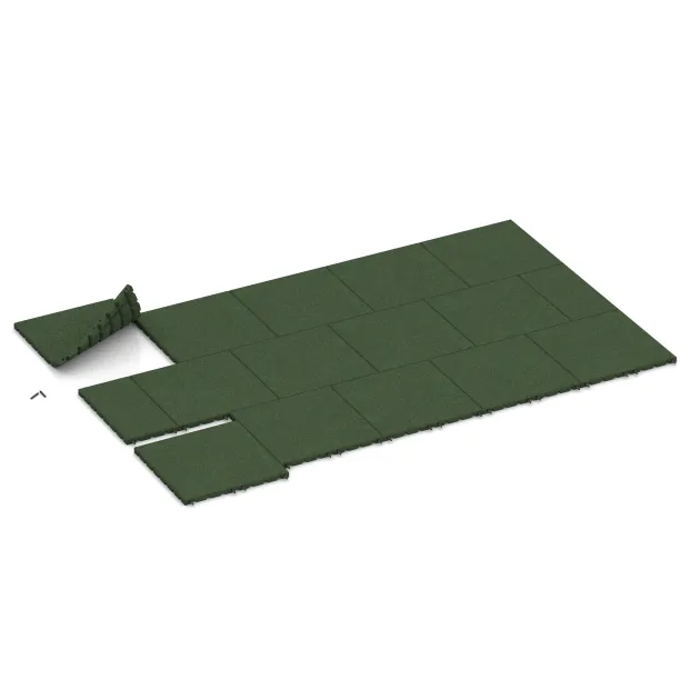 Typische Verlegung oder Einbausituation für den Artikel 0570 von WARCO - Ochranná stenová doska, Farbton Trávová zelená in der Abmessung 500 x 500 x 30 mm.