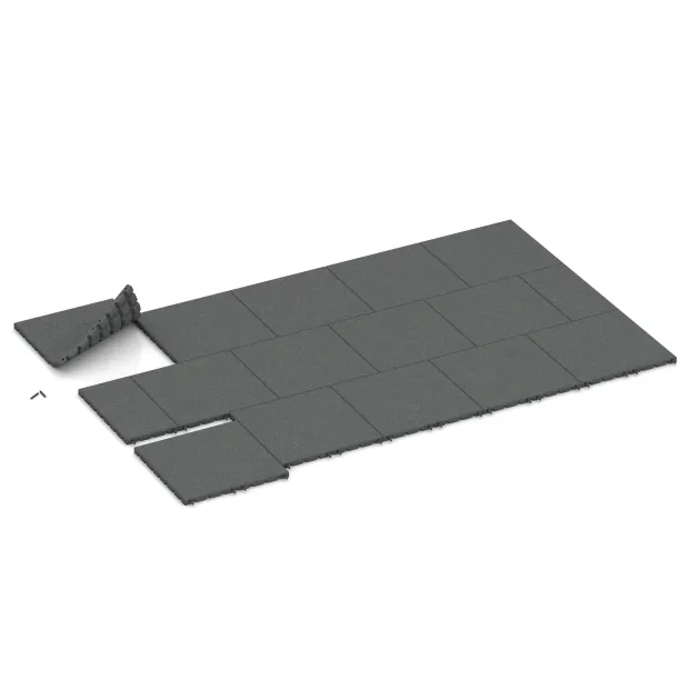 Typische Verlegung oder Einbausituation für den Artikel 0571 von WARCO - Ochranná stenová doska, Farbton Šedý bridlica in der Abmessung 500 x 500 x 30 mm.