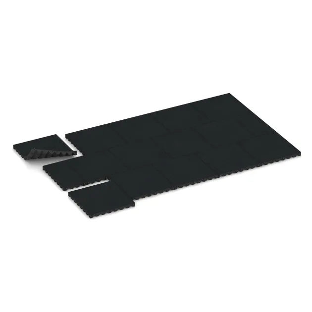 Typische Verlegung oder Einbausituation für den Artikel 5535 von WARCO - Bezpečnostná gumová dlaždica na detské ihrisko 4,5 cm - EN 1177 ≤ 135 cm, Farbton Železno šedá in der Abmessung 500 x 500 x 45 mm.
